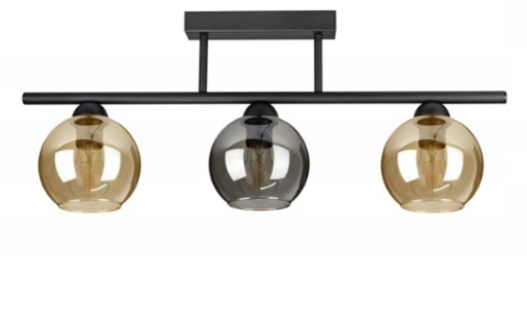 DECKENLEUCHTE - Schwarz/Honig, Glas/Metall (70/15/28cm) - kiki design