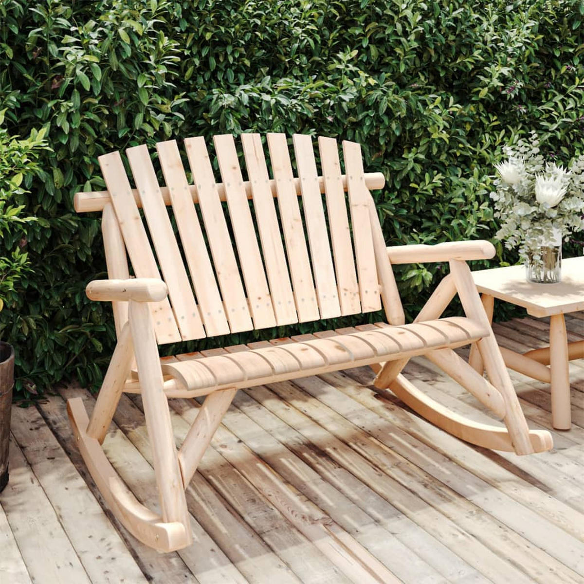 GARTEN-SCHAUKELBANK 2-Sitzer 123/96/102 Cm Massivholz Fichte - Braun, Holz (96/102/123cm) - vidaXL