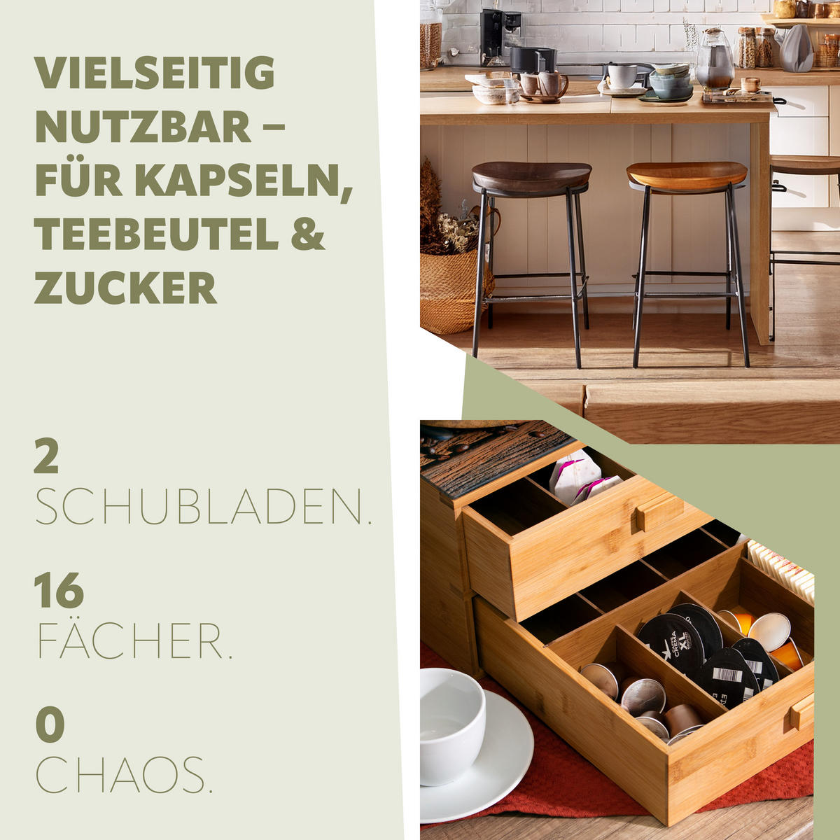 KAFFEEKAPSEL-BOX, Bambus - Braun, Holz (30/18.5/30cm) - bremermann