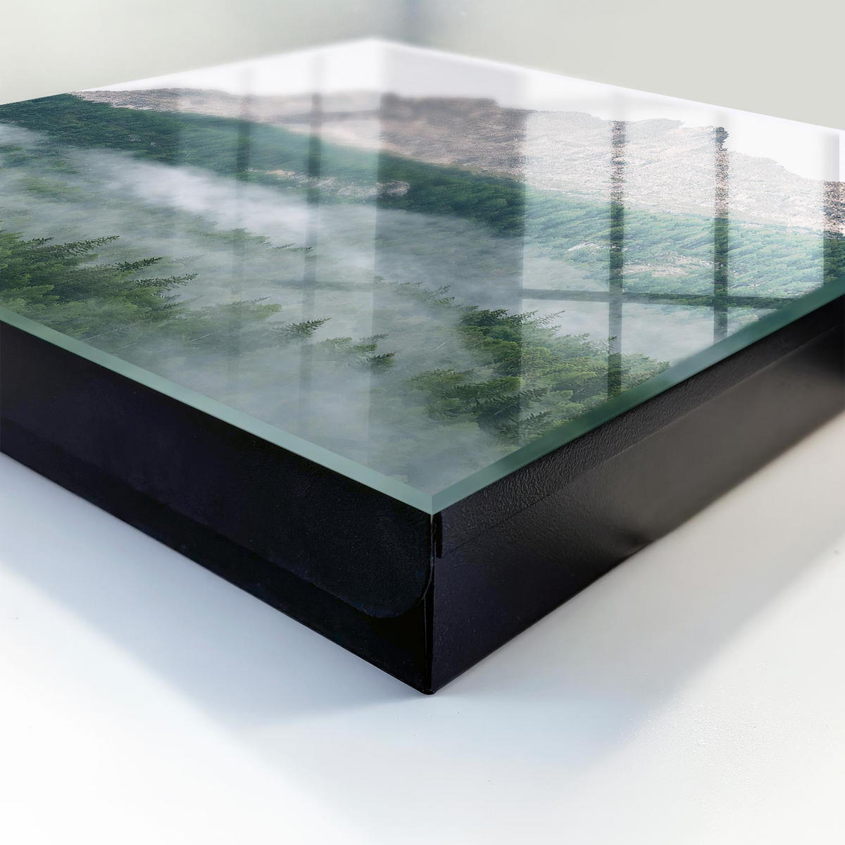 SCHLÜSSELBOX Schwarz 30x30 cm- Türöffnung nach rechts - Bergpanorama - Grün, Metall (30/30/5cm) - TULUP