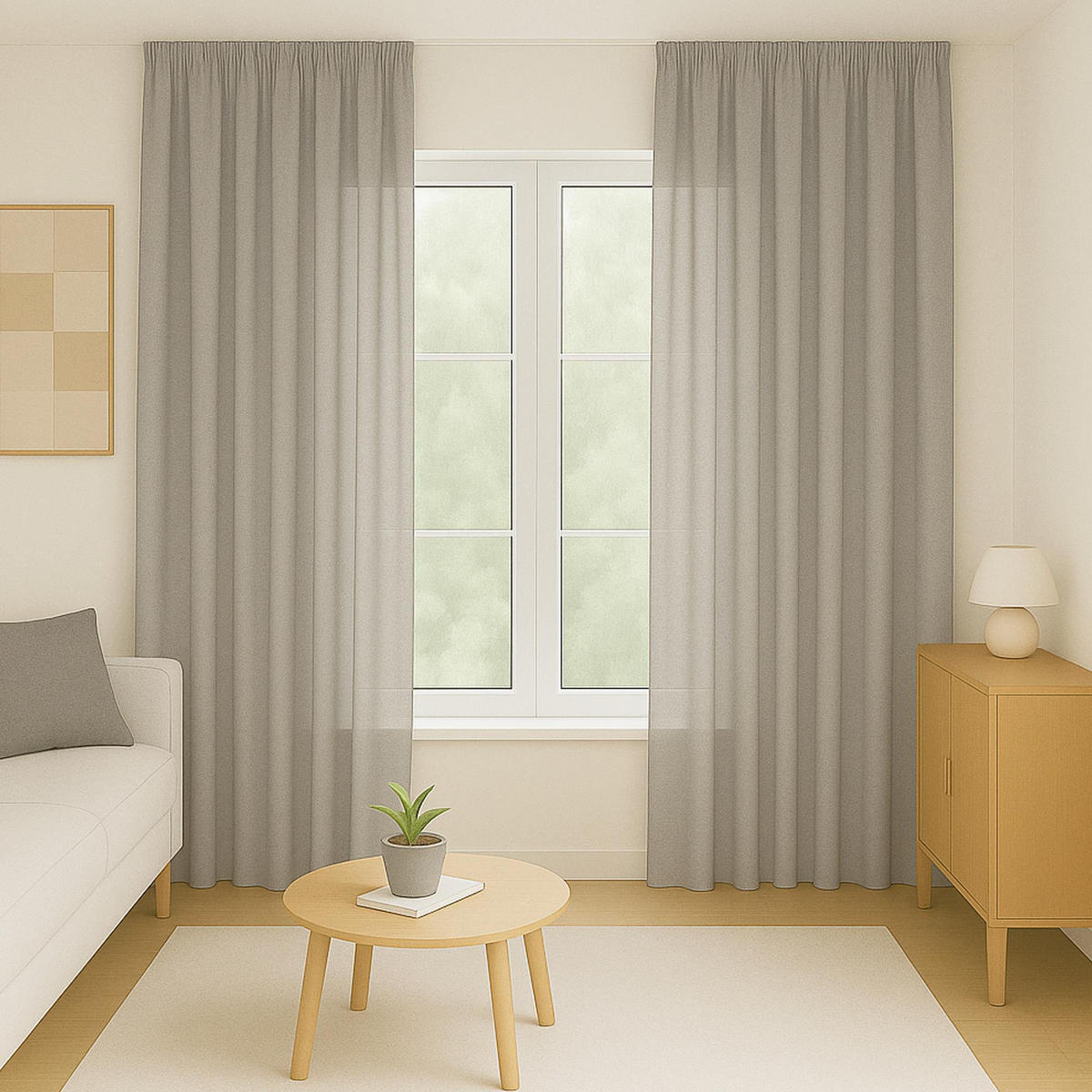 GARDINE Universalband "blickdicht" 2er Pack Hellgrau 140x175 cm - Hellgrau, Textil (140/175cm) - Bestlivings