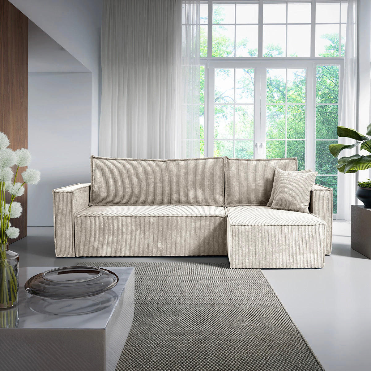ECKSOFA Ezekiel 3 Sitzplätze Weiß - Weiß, Holz (236/145cm) - Petits-meubles