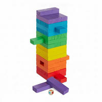 WACKELTURM Mehrfarbig Holz 49-tlg. mit Würfel - Multicolor, Holz (7.5/7.5cm) - Relaxdays