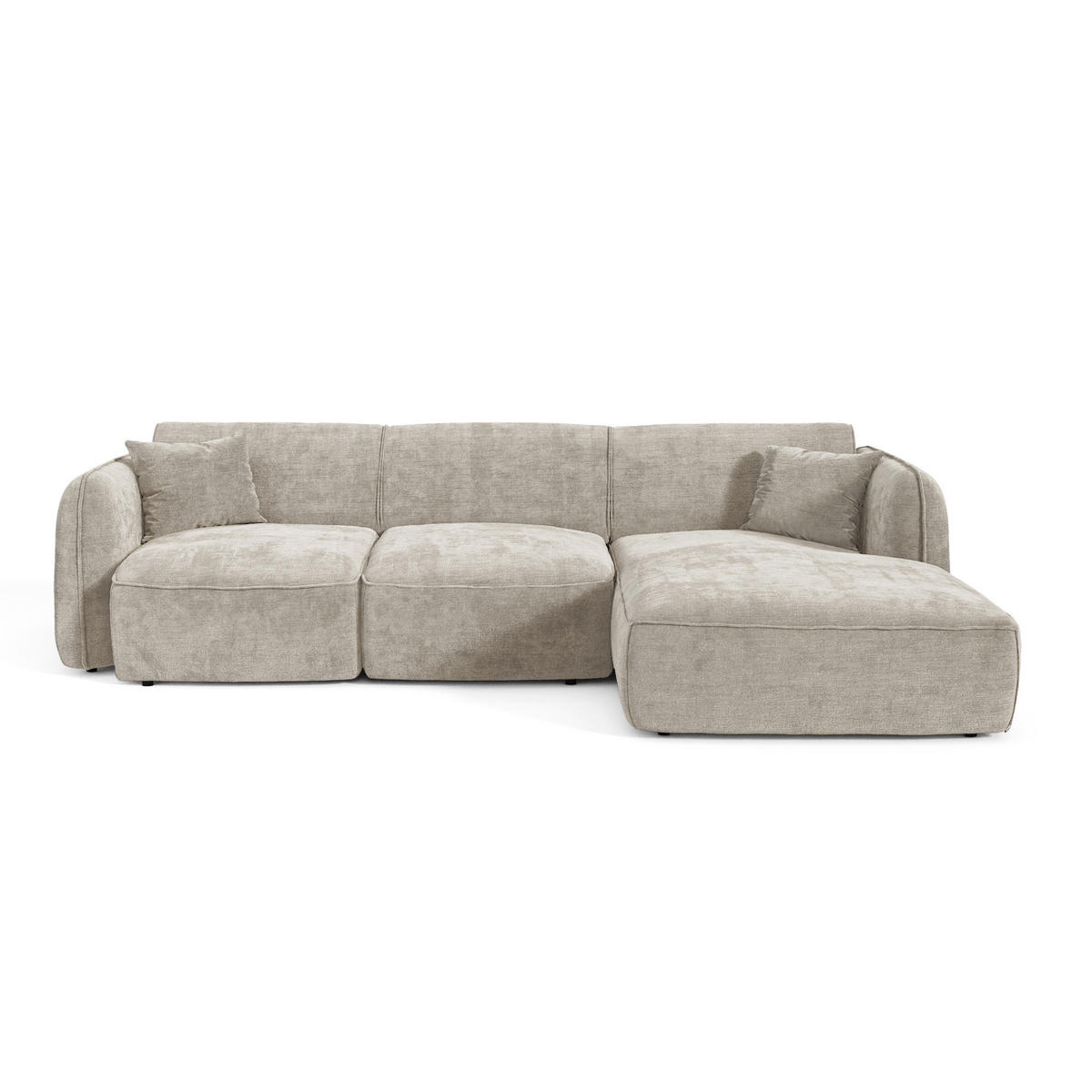 ECKSOFA rechtwinklig LOMI Geprägter Samt Taupe 274cm - Taupe, Textil (274/174cm) - Premium Interiors