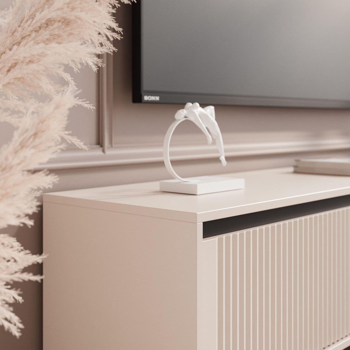 TV-LOWBOARD LIRA stehend, 179 cm Sandbeige - Beige/Schwarz, Holzwerkstoff/Metall (179/50/40cm) - Idohome