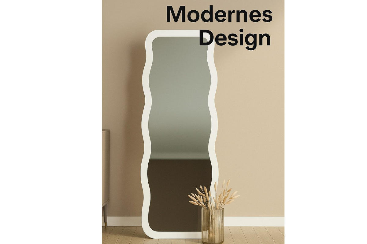GANZKÖRPERSPIEGEL Weiss Wellenform,freistehend - Weiß, Holzwerkstoff (50/160/2cm) - Ibonto