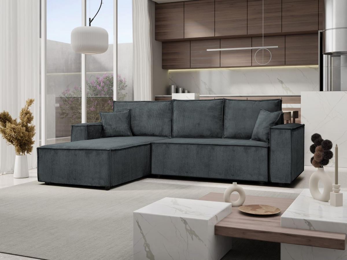 ECKSOFA Passio L-Form mit Schlaffunktion und Bettkasten 275 cm dunkelgrau - Dunkelgrau, Kunststoff (275/190cm) - Margaret Hadas24