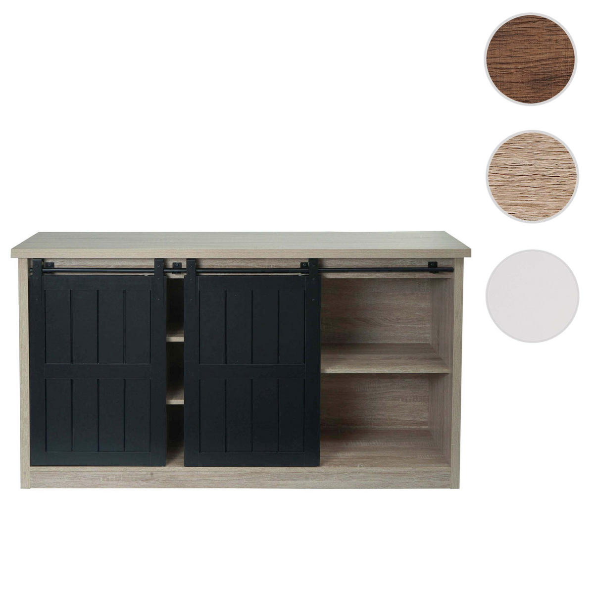 SIDEBOARD Buche Dekor, Schwarz - Buchefarben/Schwarz, Holz (150/84/40cm) - MCW