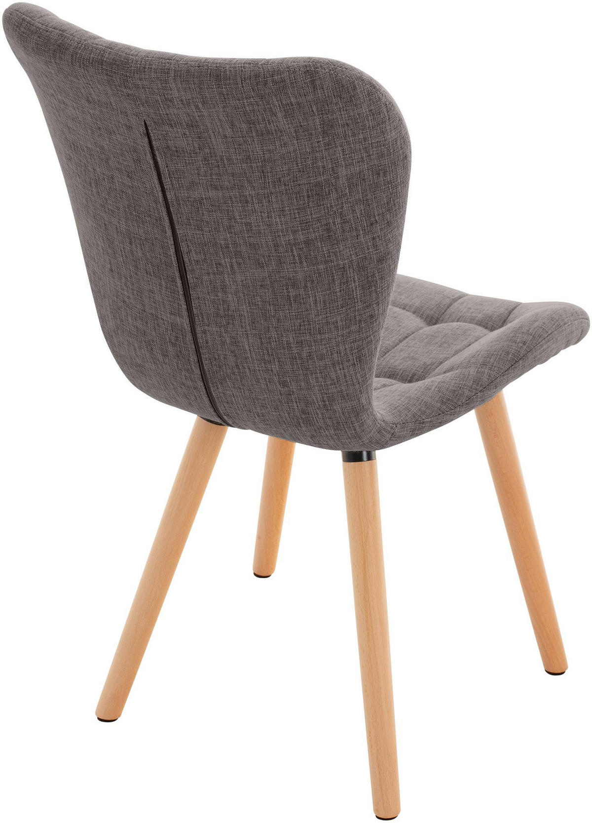 STUHL 2er Set Stoff hellgrau - Eukalyptusholzfarben/Hellgrau, Holz/Textil (50/88/63cm) - CLP