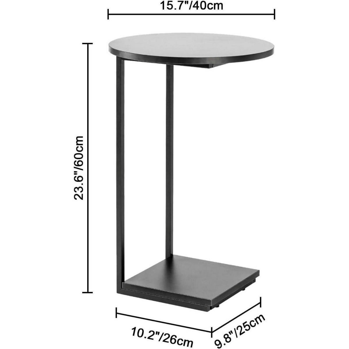 BEISTELLTISCH C-Form Schwarz 40 x 40 x 60 cm - Schwarz, Metall (39.9/39.9/59.9cm)