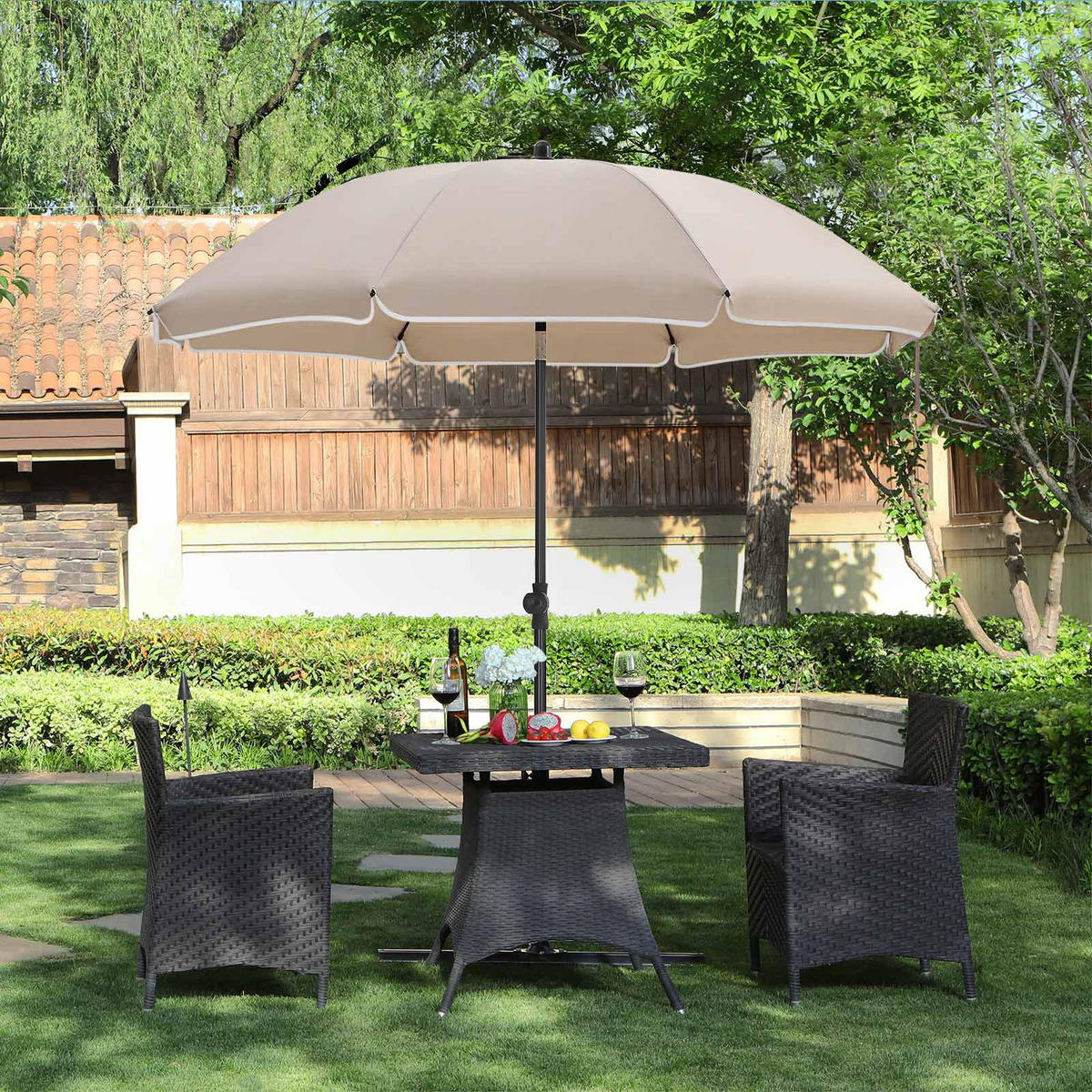 SONNENSCHIRM - Beige, Textil (160/160cm) - Hansiro