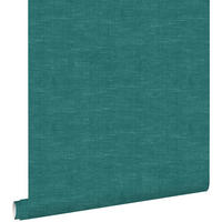 TAPETE Leinen-Optik 53 cm x 10.05 m - Türkis, Papier (53/1000cm) - ESTAhome