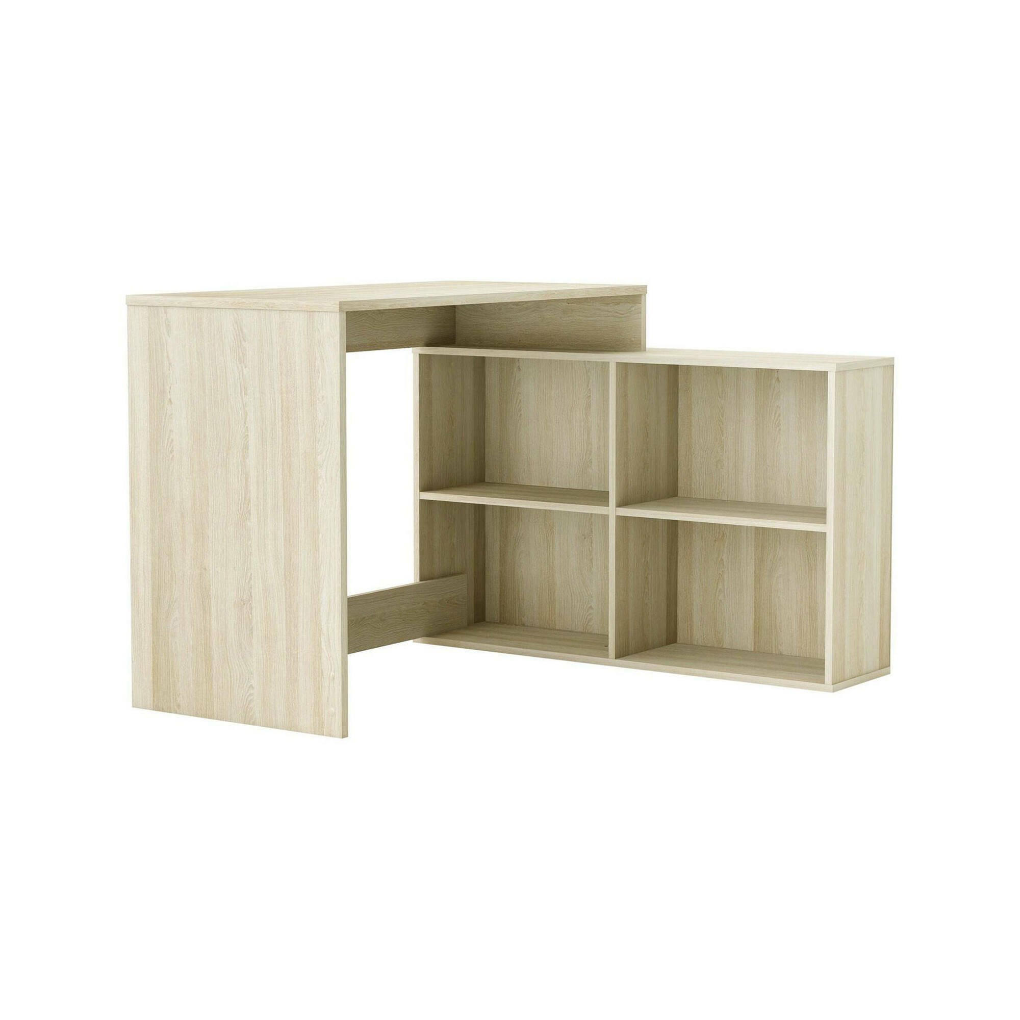 ECKSCHREIBTISCH Holz-Effekt Eiche, Weiß 100.7/111.9/76.7 cm - Braun, Holzwerkstoff (100.7/111.9/76.7cm) - DMORA
