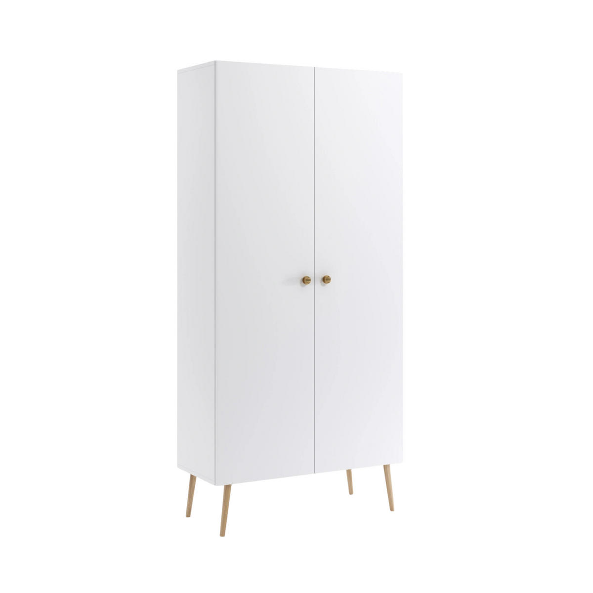 KLEIDERSCHRANK NATURA, 87 cm, Weiß Matt, mit 5 Fächern - Weiß, Holz (87/212/41cm) - Excellent Home