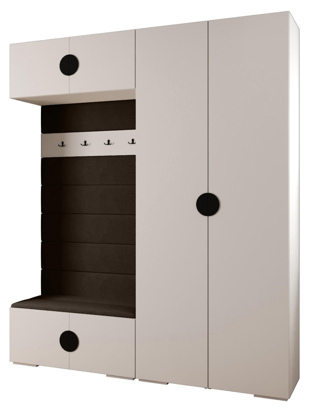 GARDEROBEN-SET 236,7/200/47 - Schwarz/Weiß, Holz/Kunststoff (200/236.7/47cm) - Abiks Möbel