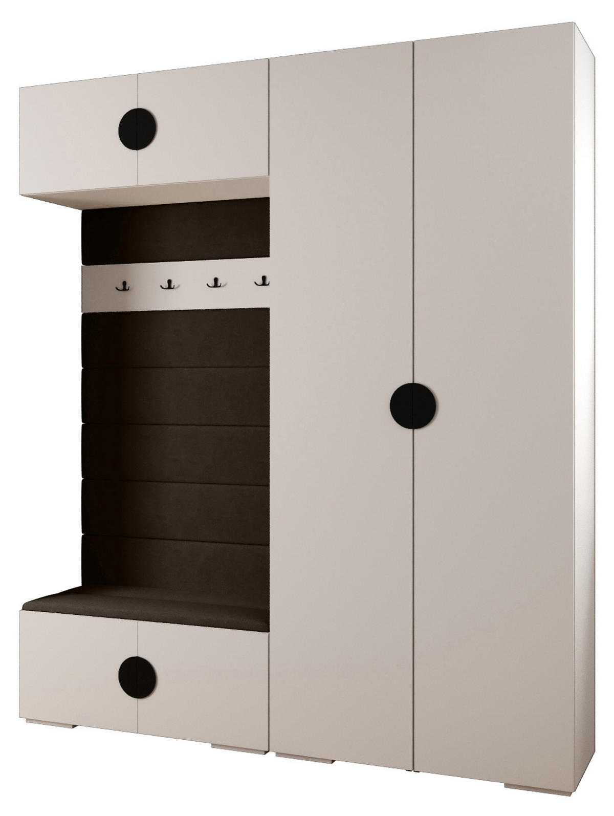 GARDEROBEN-SET 236,7/200/47 - Schwarz/Weiß, Holz/Kunststoff (200/236.7/47cm) - Abiks Möbel