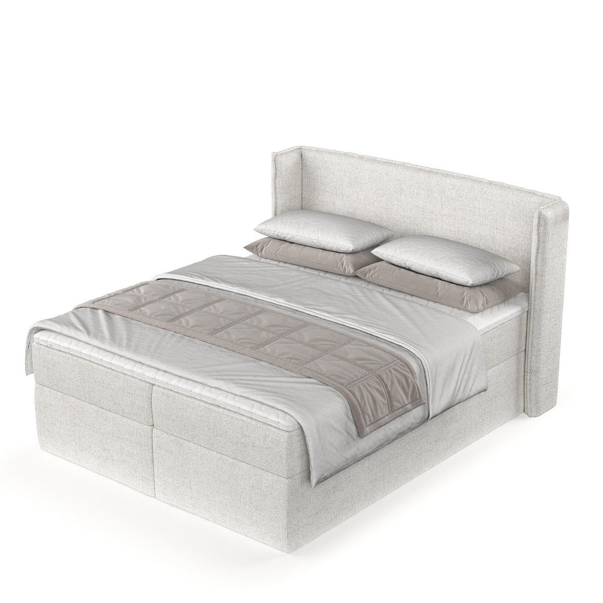 BOXBETT Viva 200/200 cm Creme im Neve Stoff - Creme/Schwarz, Holz/Holzwerkstoff (200/200cm) - AltaBeds