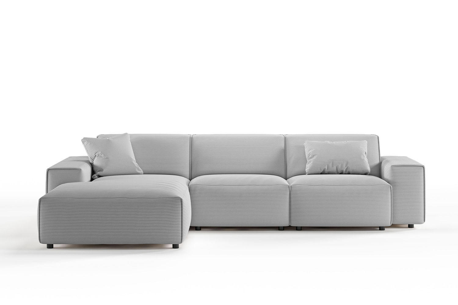 ECKSOFA RANI Hellgrau Cord - Hellgrau/Schwarz, Kunststoff/Textil (299/189cm) - KAWOLA