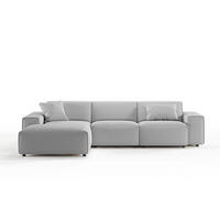 ECKSOFA RANI Hellgrau Cord - Hellgrau/Schwarz, Kunststoff/Textil (299/189cm) - KAWOLA