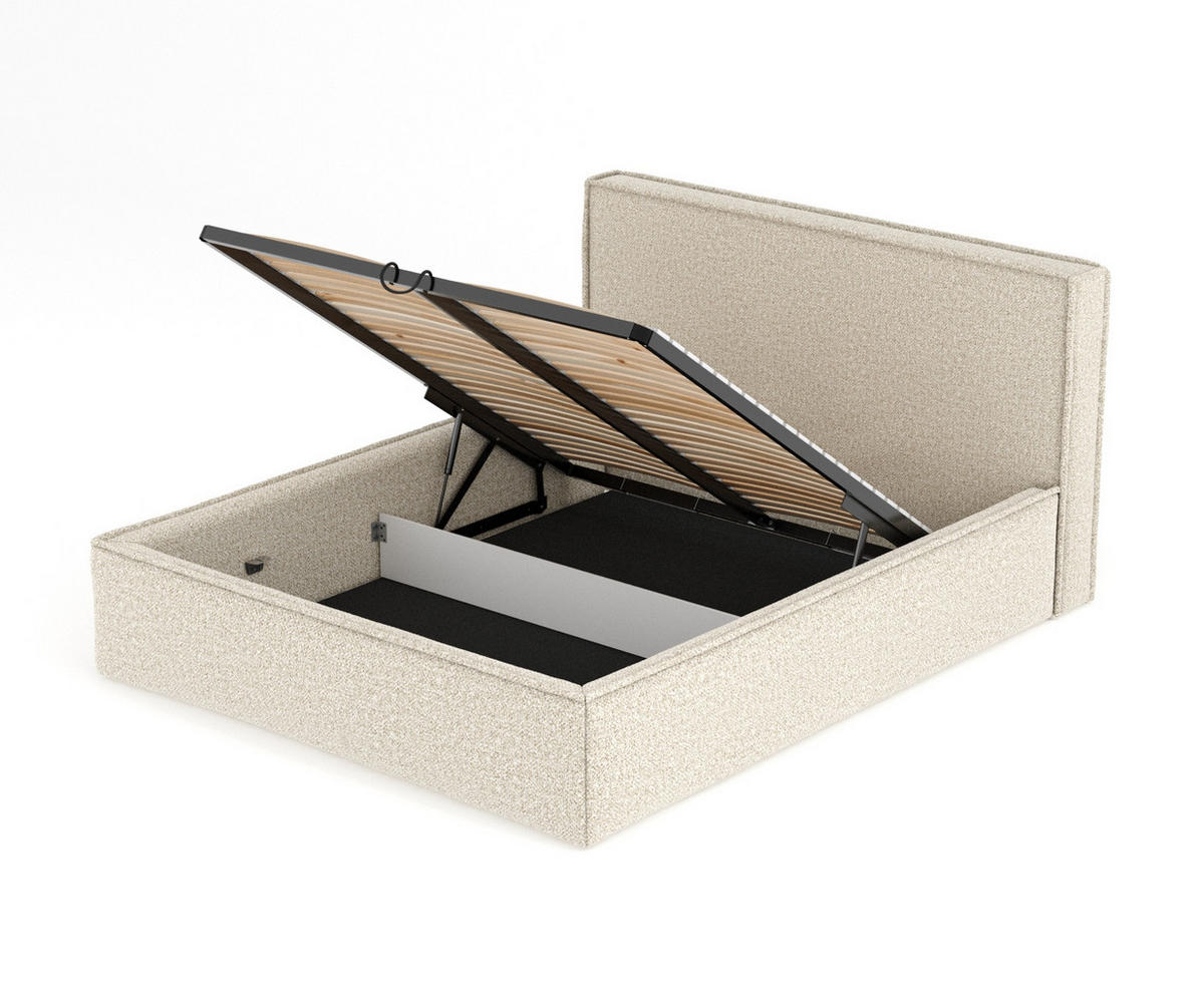 POLSTERBETT Lounge Beige 120/200 cm im Plüschstoff - Beige/Naturfarben, Holz/Holzwerkstoff (120/200cm) - Maison de Reve