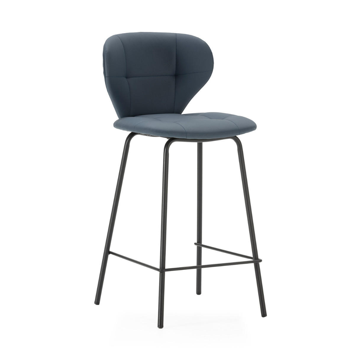 SADA 2 stoliček s černými kovovými nohami, výška 67 cm - MAURA - tmavě šedá, plast (52/67/45cm) - Calicosy