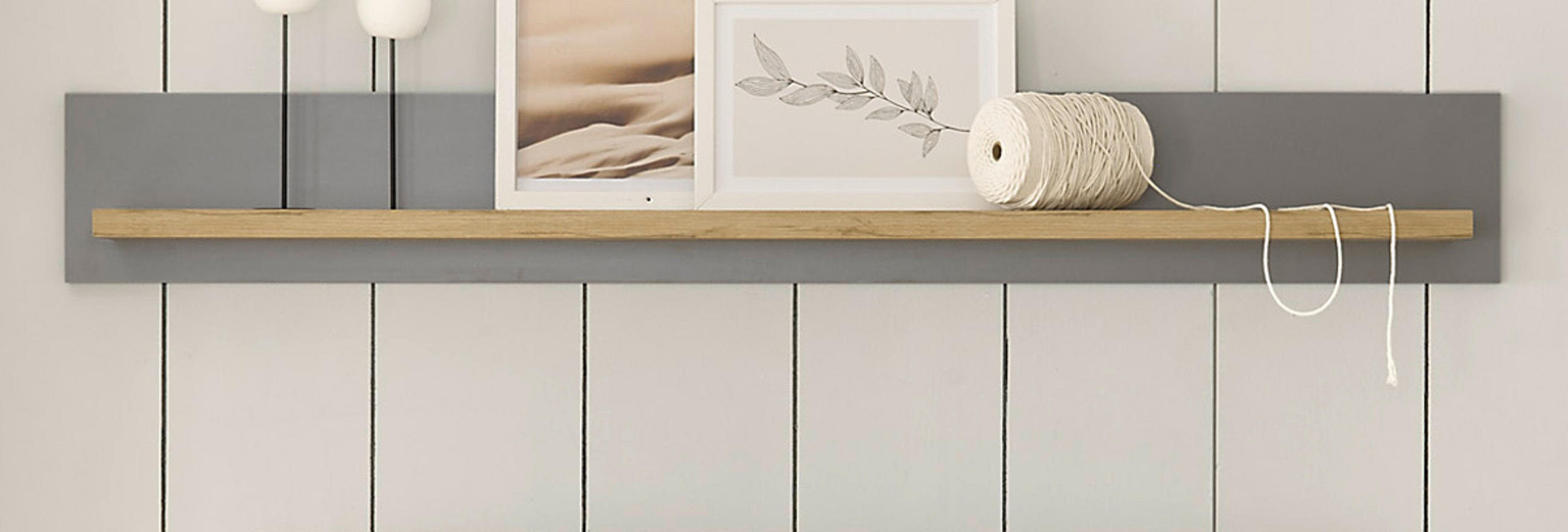 WANDBOARD grau, Artisan Eiche Landhaus, Wandregal 150 cm - Eiche Artisan/Grau, Holzwerkstoff (150/20/19cm) - Furn.Design