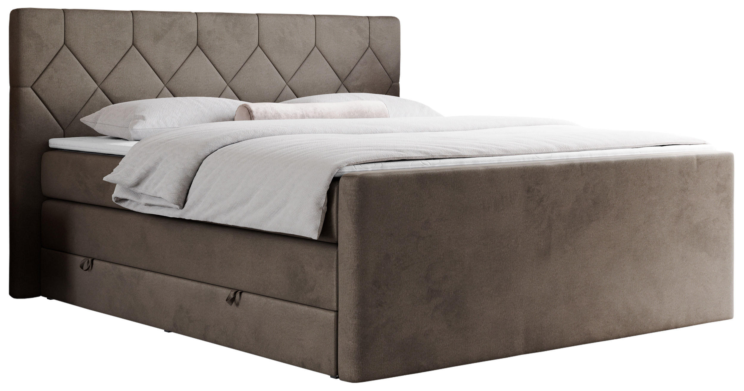 BOXSPRINGBETT KING EIGAR 140/200 Braun Velvet - H3 - Braun, Holz/Textil (140/200cm) - MKS