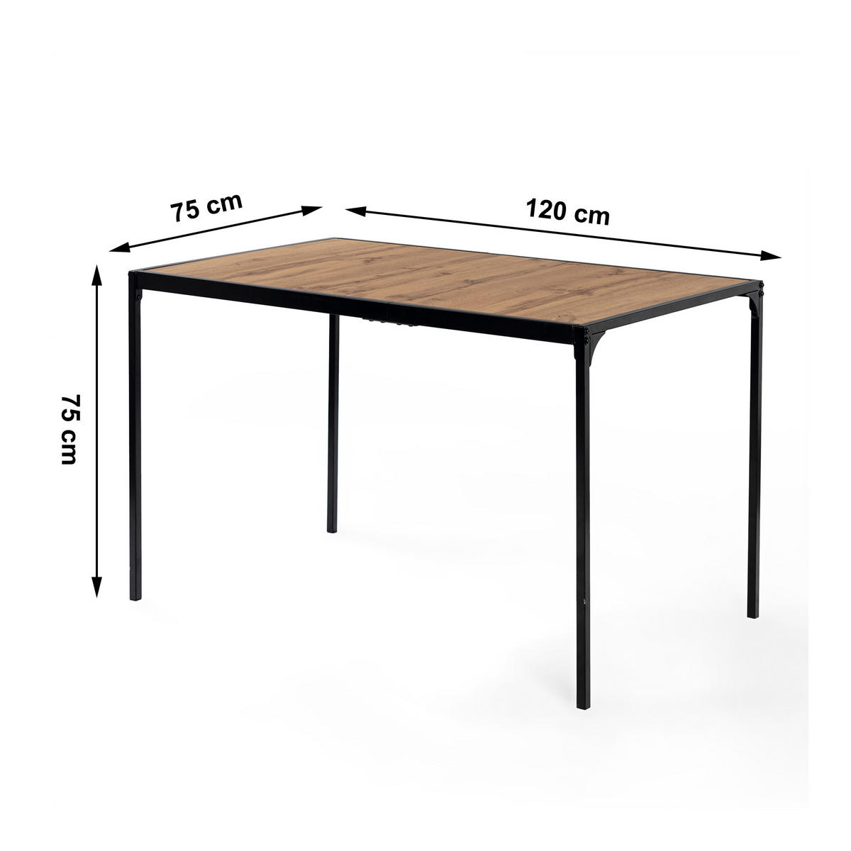 ESSTISCH 120/75/75 cm braun - Braun, Holz/Metall (120/75/75cm) - Urban Meuble