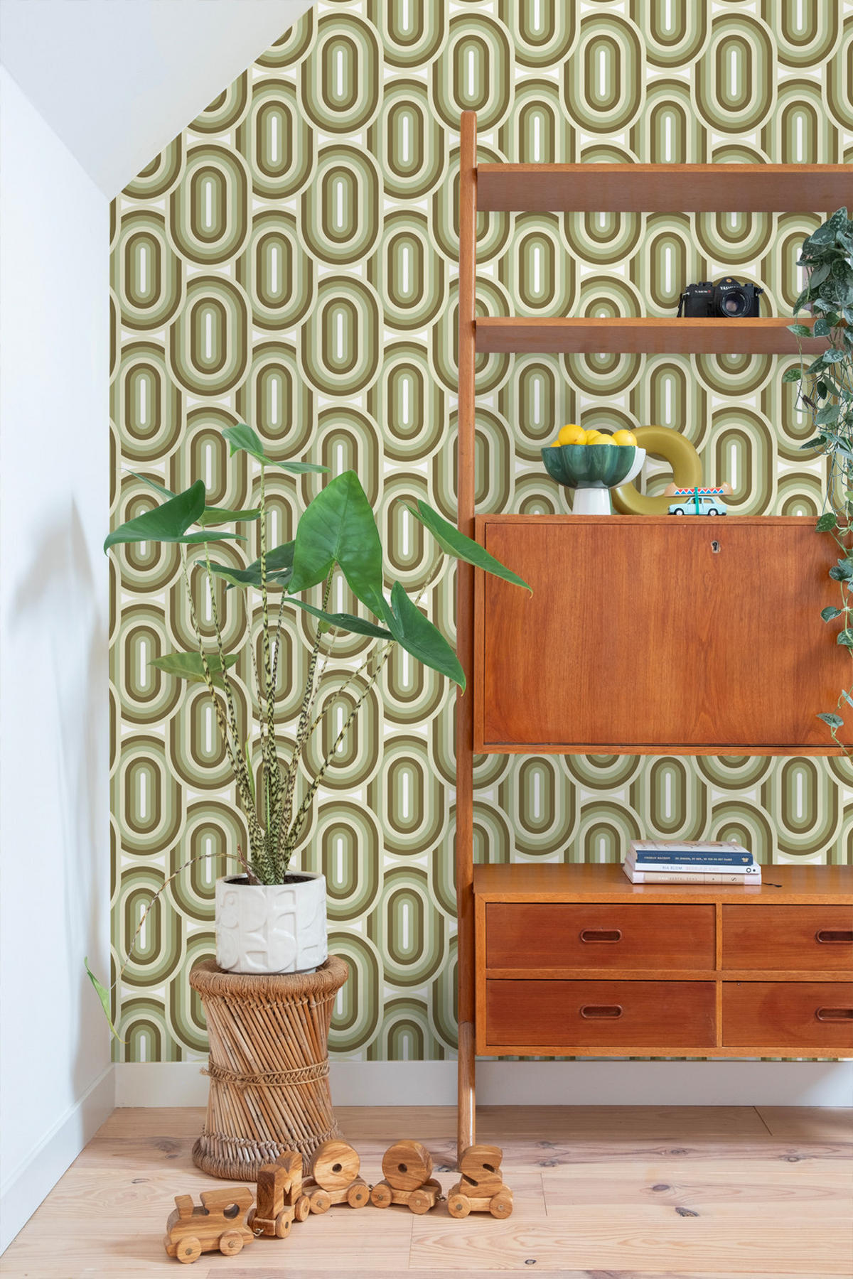 TAPETE Retro-Ornamente 53 cm x 10.05 m - Grün, Papier (53/1000cm) - ESTAhome