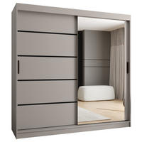 ŠATNÍ skříň s posuvnými dveřmi 200/200/62 2dveřová - černá/kašmírová, dřevo/plast (200/200/62cm)
