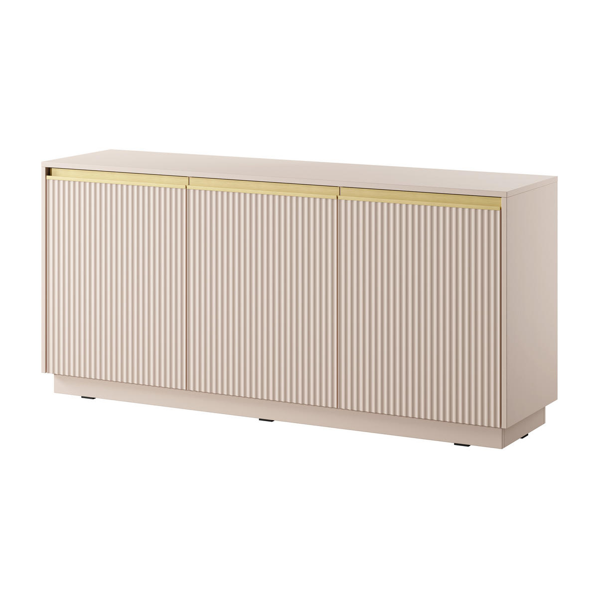 SIDEBOARD MAESTRO 154/72/39cm 3 Türen Beige - Beige, Holzwerkstoff (154/72/39cm) - MASSENO