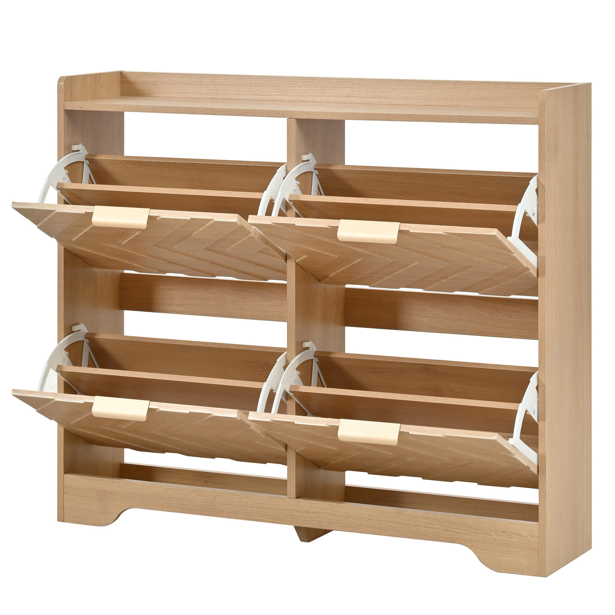 SCHUHSCHRANK aus MDF 105x24x90cm in Natur mit 4 Klappfächern - Naturfarben, Holzwerkstoff (105/90/24cm) - Modfu