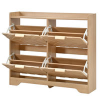 SCHUHSCHRANK aus MDF 105x24x90cm in Natur mit 4 Klappfächern - Naturfarben, Holzwerkstoff (105/90/24cm) - Modfu
