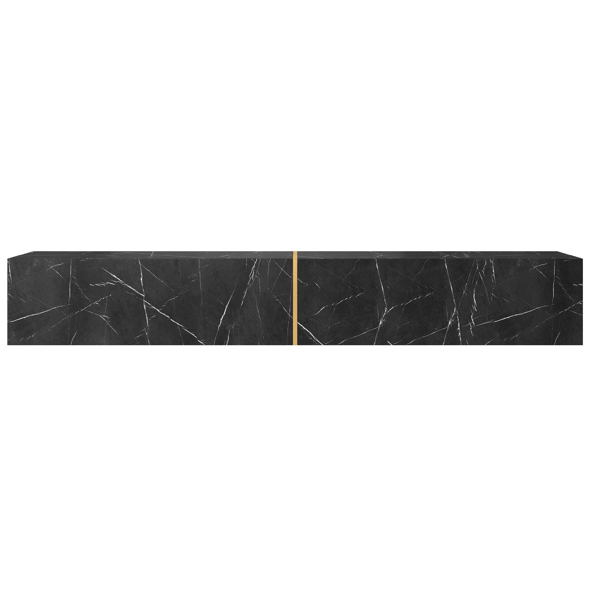 TV-LOWBOARD Bisira Schwarze Marmoroptik / Gold 200/30/32 cm - Schwarz, Holzwerkstoff (200/30/31.6cm) - Selsey