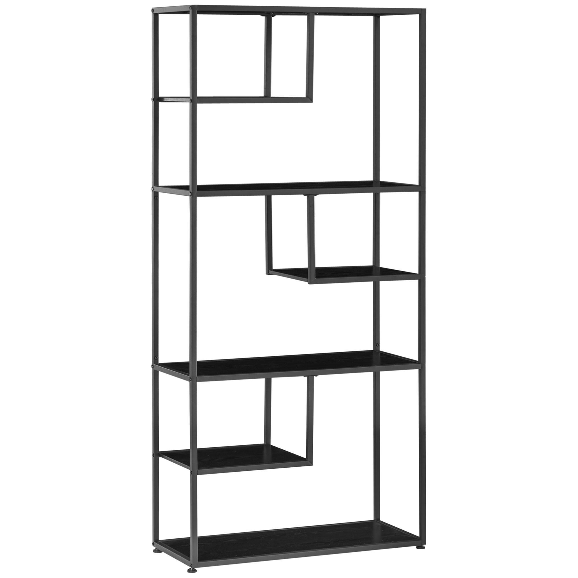 REGAL DE-15491 7 Ebenen, 83/34/180 cm Schwarz - Schwarz, Holzwerkstoff (83/180/34cm) - ComfortXL