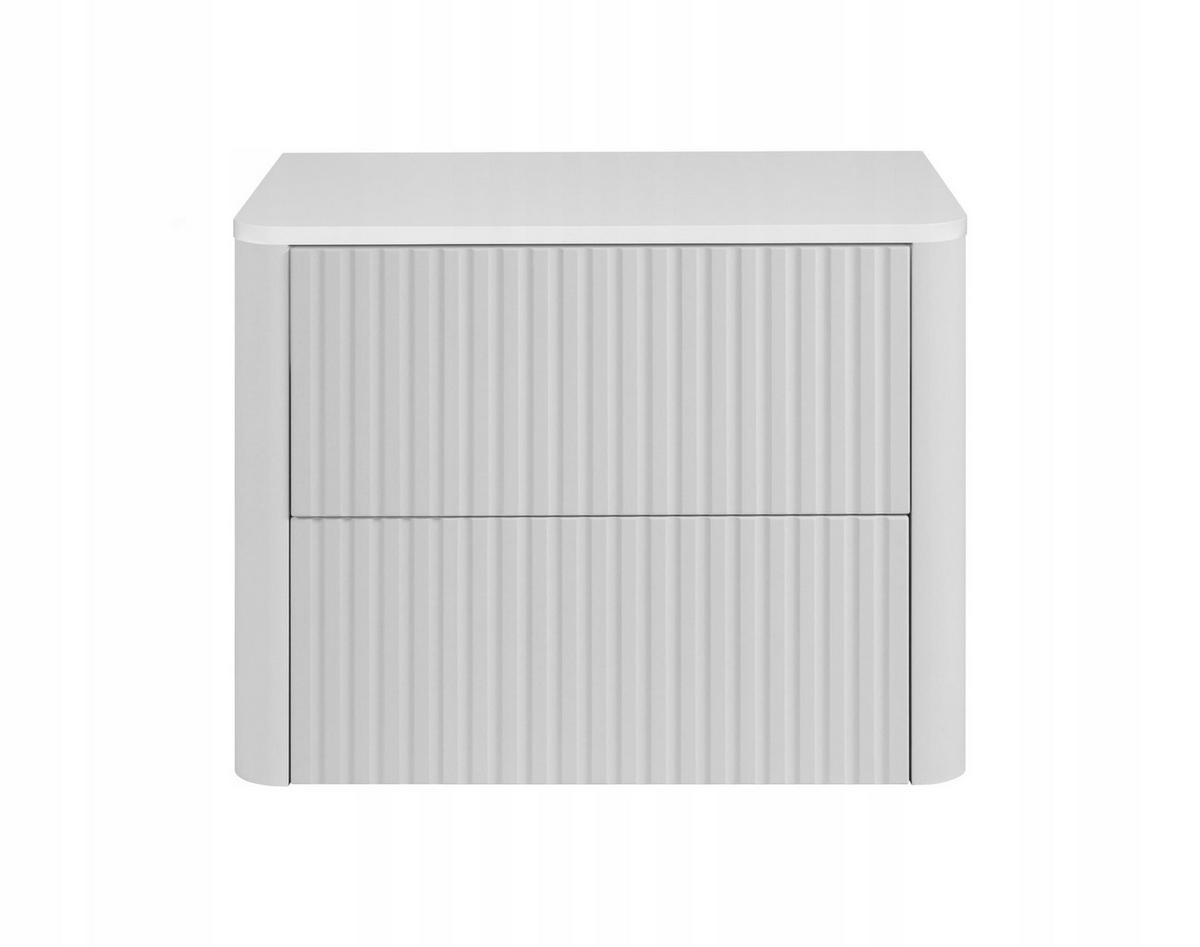 WASCHBECKENUNTERSCHRANK LINEA hängend geriffelt Weiß matt mit Waschtischplatte 60/48/44 cm - Weiß, Holzwerkstoff (60/48.4/43.7cm) - Rodan