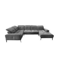 WOHNLANDSCHAFT mit Sitztiefenverstellung, wasserabweisender Nube-Stoff der Spitzenklasse - Schwarz/Grau, Textil/Metall (350/77/210cm) - Eltap