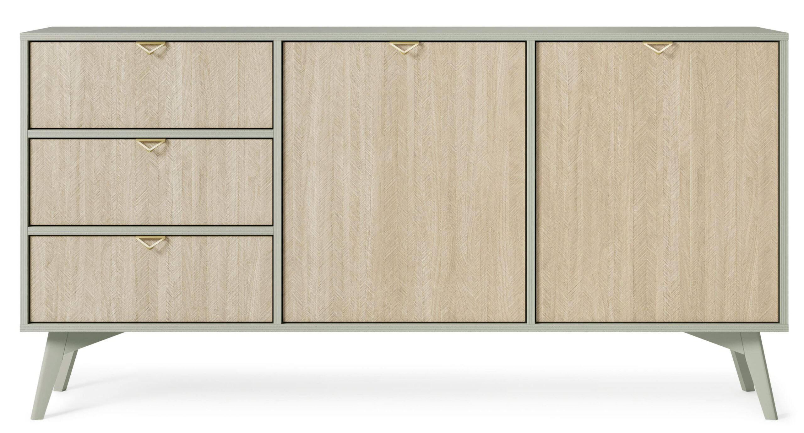 KOMMODE - Abeto Grün S158 - Eichefarben/Grün, Holz (158/80/38cm) - Möblo