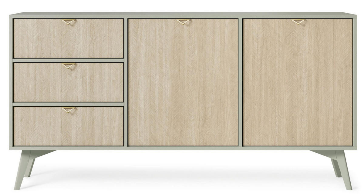 KOMMODE - Abeto Grün S158 - Eichefarben/Grün, Holz (158/80/38cm) - Möblo