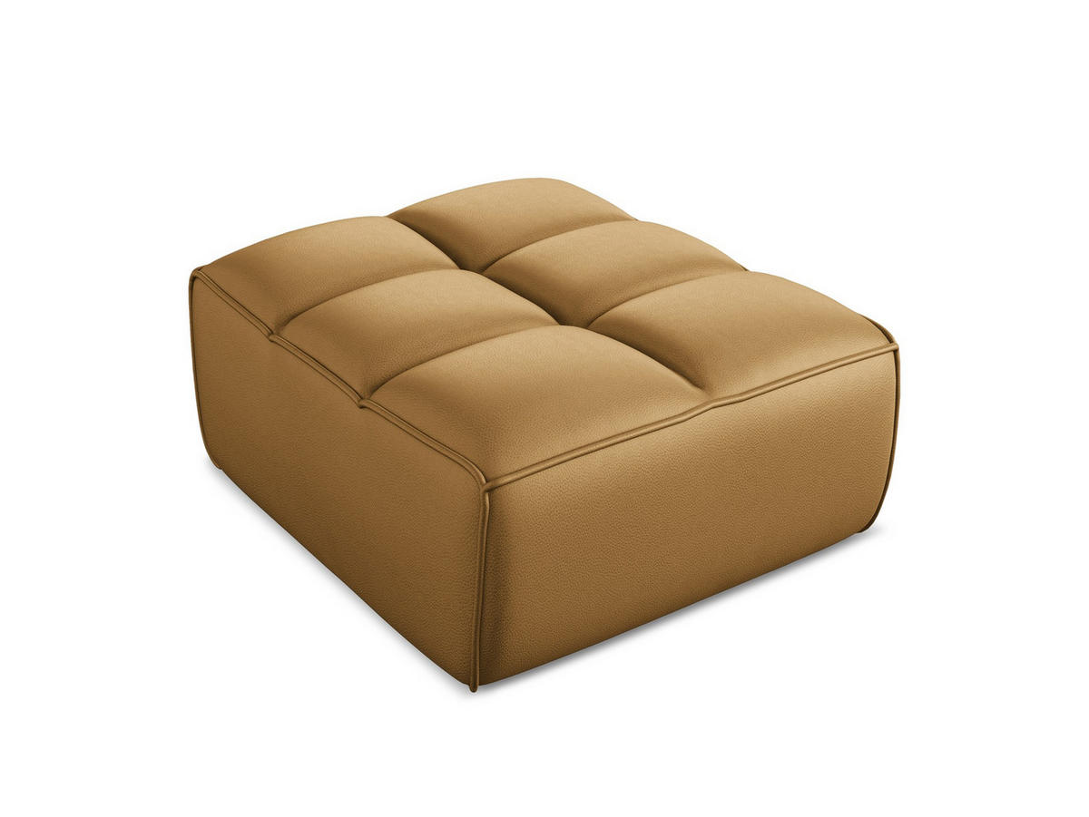 POUF Kunstleder Braun - Cognac/Schwarz, Leder/Kunststoff (80/43/93cm) - Makamii