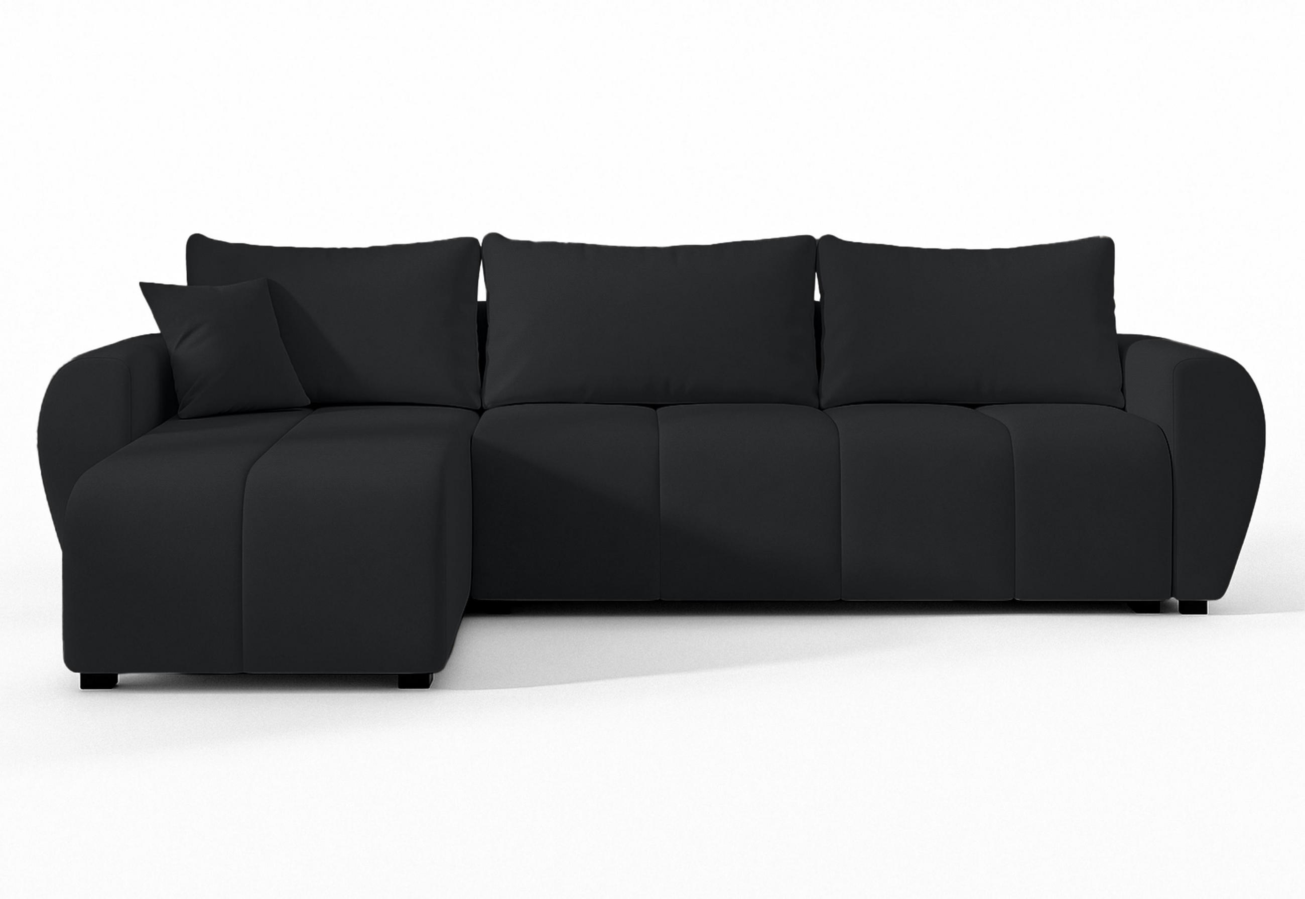ECKSOFA L Form Malatya Schwarz 246/145/82 cm stilvolle mit Schlaffunktion L - Schwarz, Kunststoff/Textil (145/246cm) - AX Living
