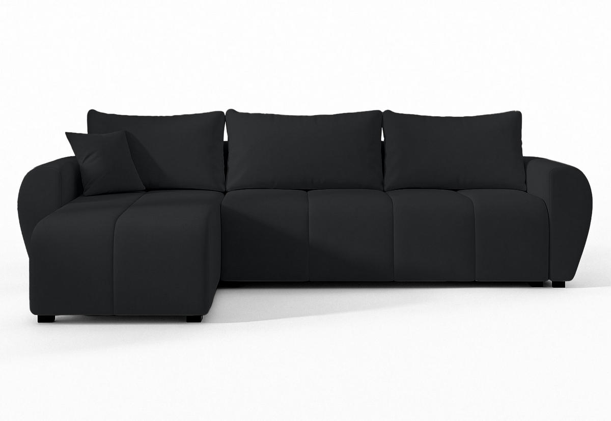 ECKSOFA L Form Malatya Schwarz 246/145/82 cm stilvolle mit Schlaffunktion L - Schwarz, Kunststoff/Textil (145/246cm) - AX Living