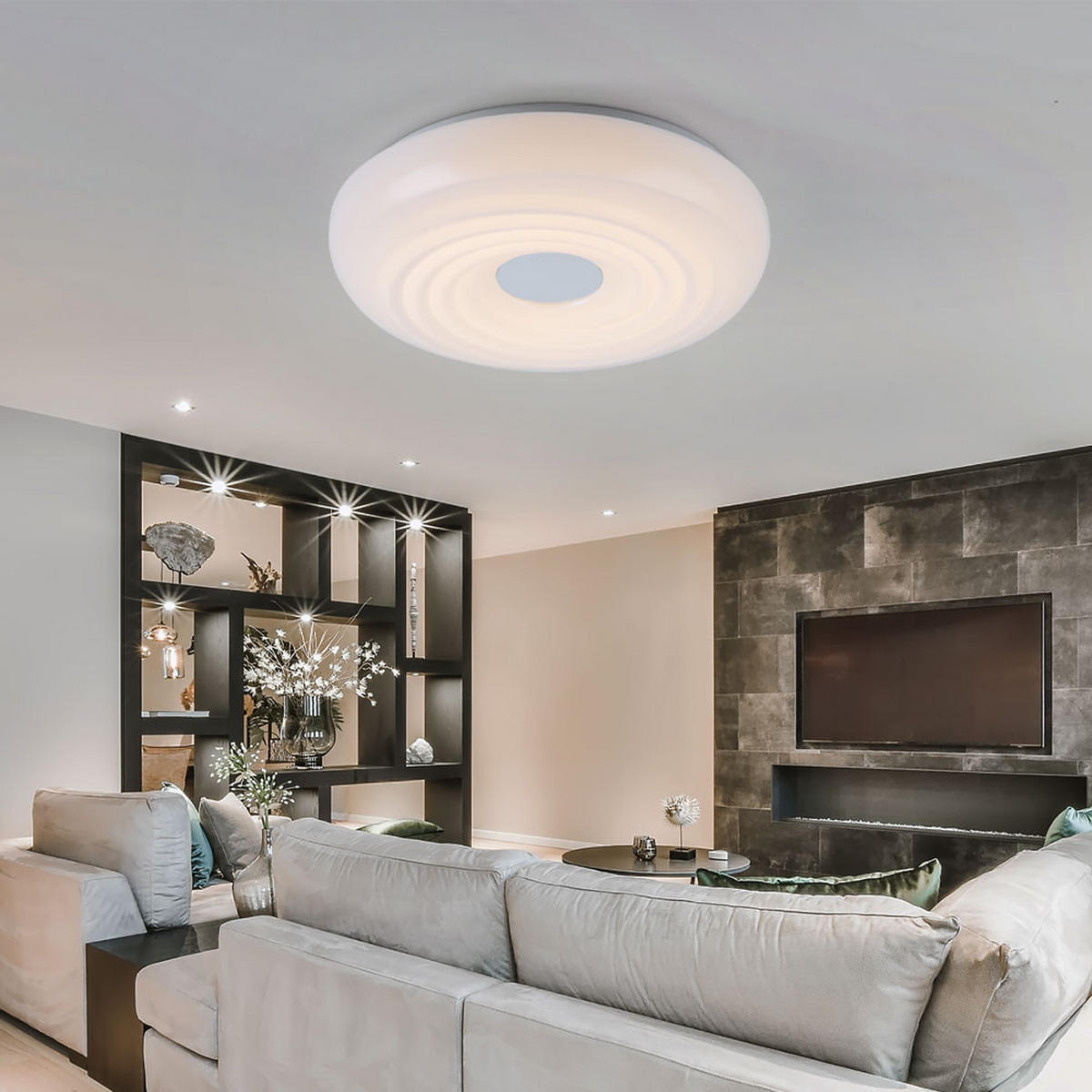 LED DECKENLEUCHTE Metall Weiß Rund - Weiß, Metall (35/35/8.5cm) - Globo Lighting