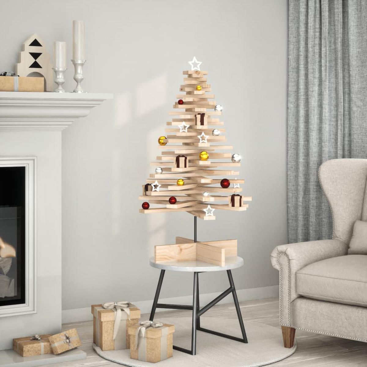 WEIHNACHTSBAUM Holz 64/64/100 Cm Braun Massivholz Kiefer - Braun, Holz (100cm) - vidaXL
