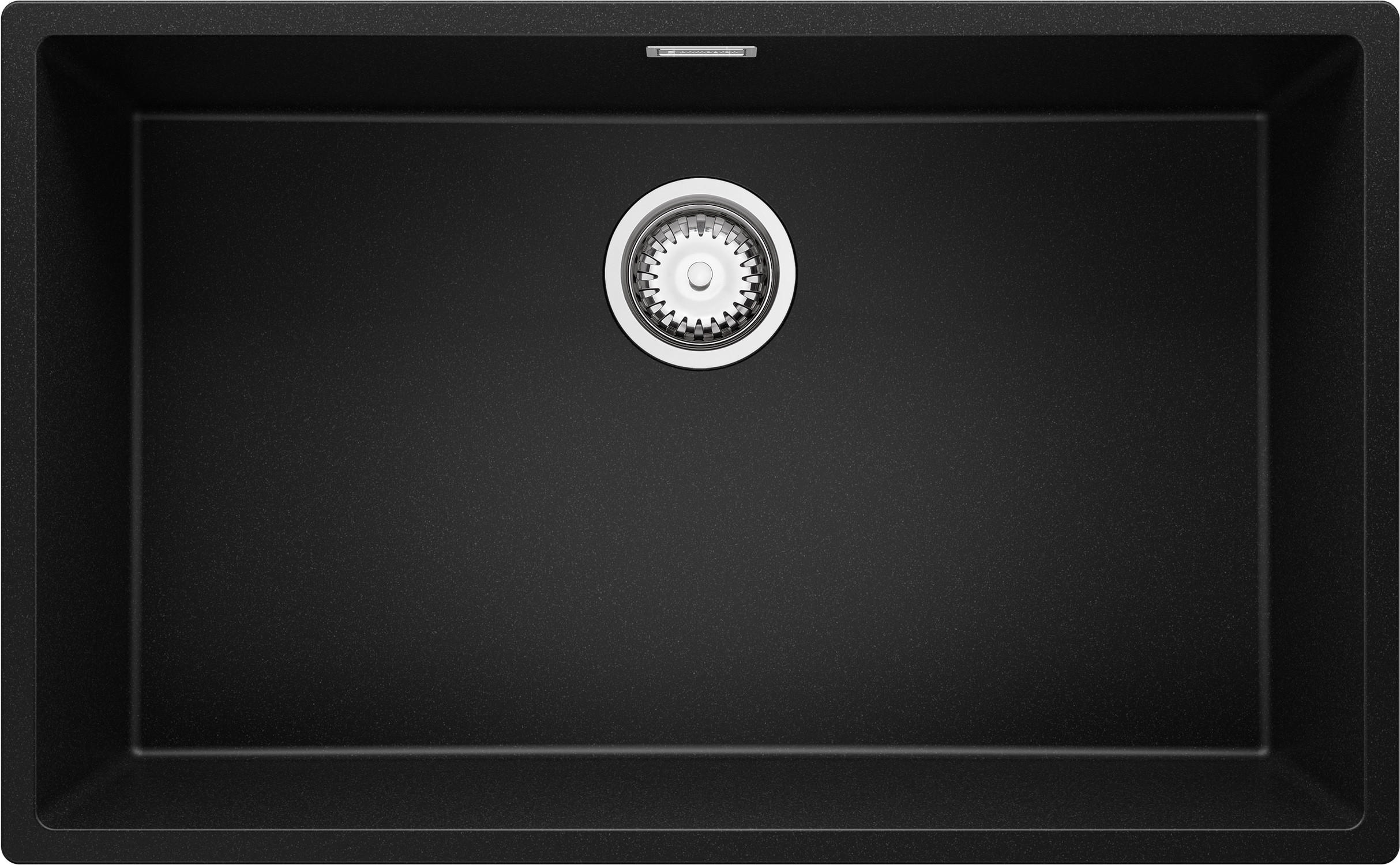 UNTERBAUSPÜLE GRANIT London, 2-er set Schwarz 76/47 cm 1 Becken + Ablauf-Set ab 80er Unterschrank - Chromfarben/Schwarz, Kunststoff (76/20/47cm) - Primagran