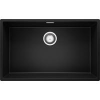 UNTERBAUSPÜLE GRANIT London, 2-er set Schwarz 76/47 cm 1 Becken + Ablauf-Set ab 80er Unterschrank - Chromfarben/Schwarz, Kunststoff (76/20/47cm) - Primagran