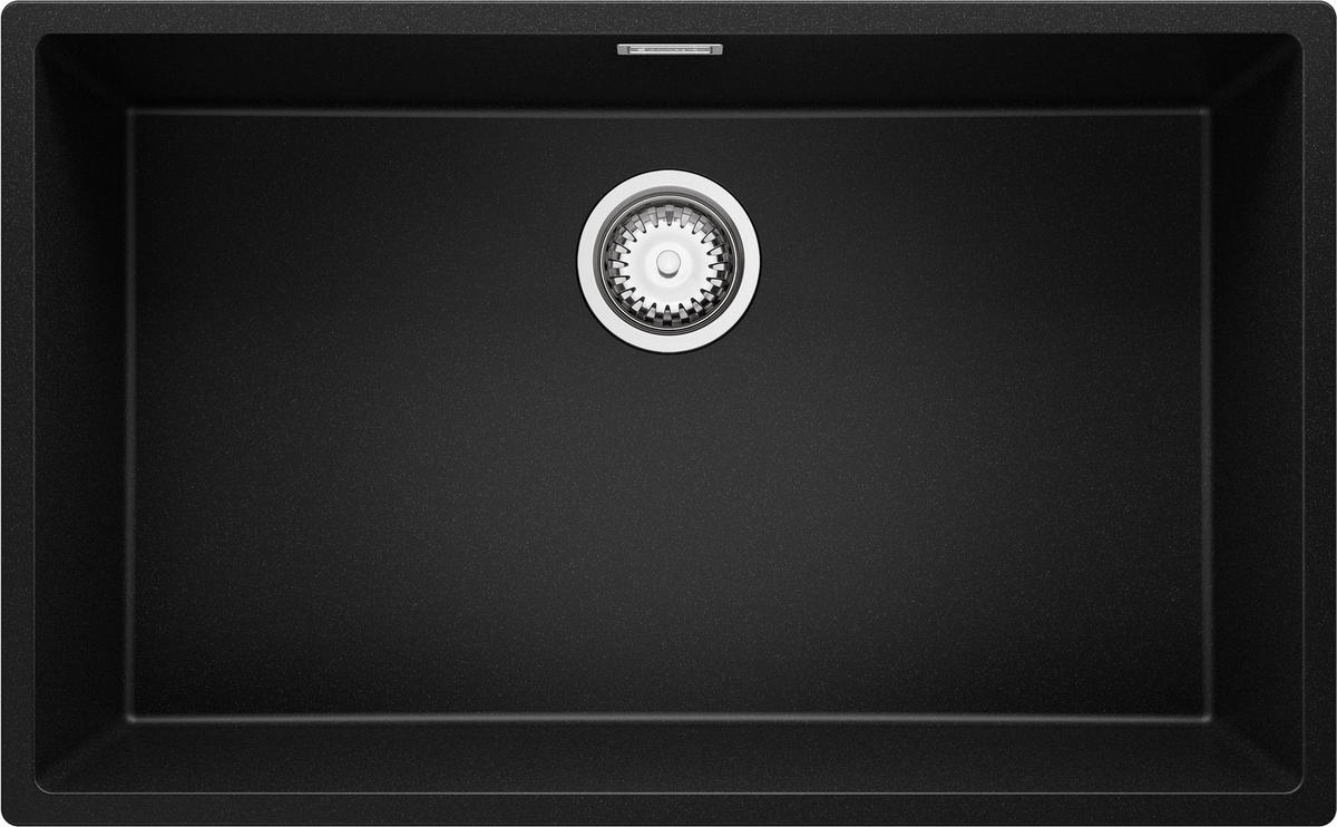 UNTERBAUSPÜLE GRANIT London, 2-er set Schwarz 76/47 cm 1 Becken + Ablauf-Set ab 80er Unterschrank - Chromfarben/Schwarz, Kunststoff (76/20/47cm) - Primagran