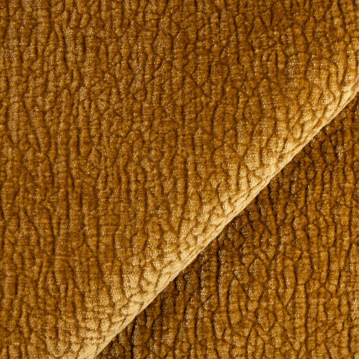 SOFA LUSH Gemusterter Samt Senf 205cm - Gelb/Dunkelgelb, Textil (205/72.5/90cm) - Premium Interiors