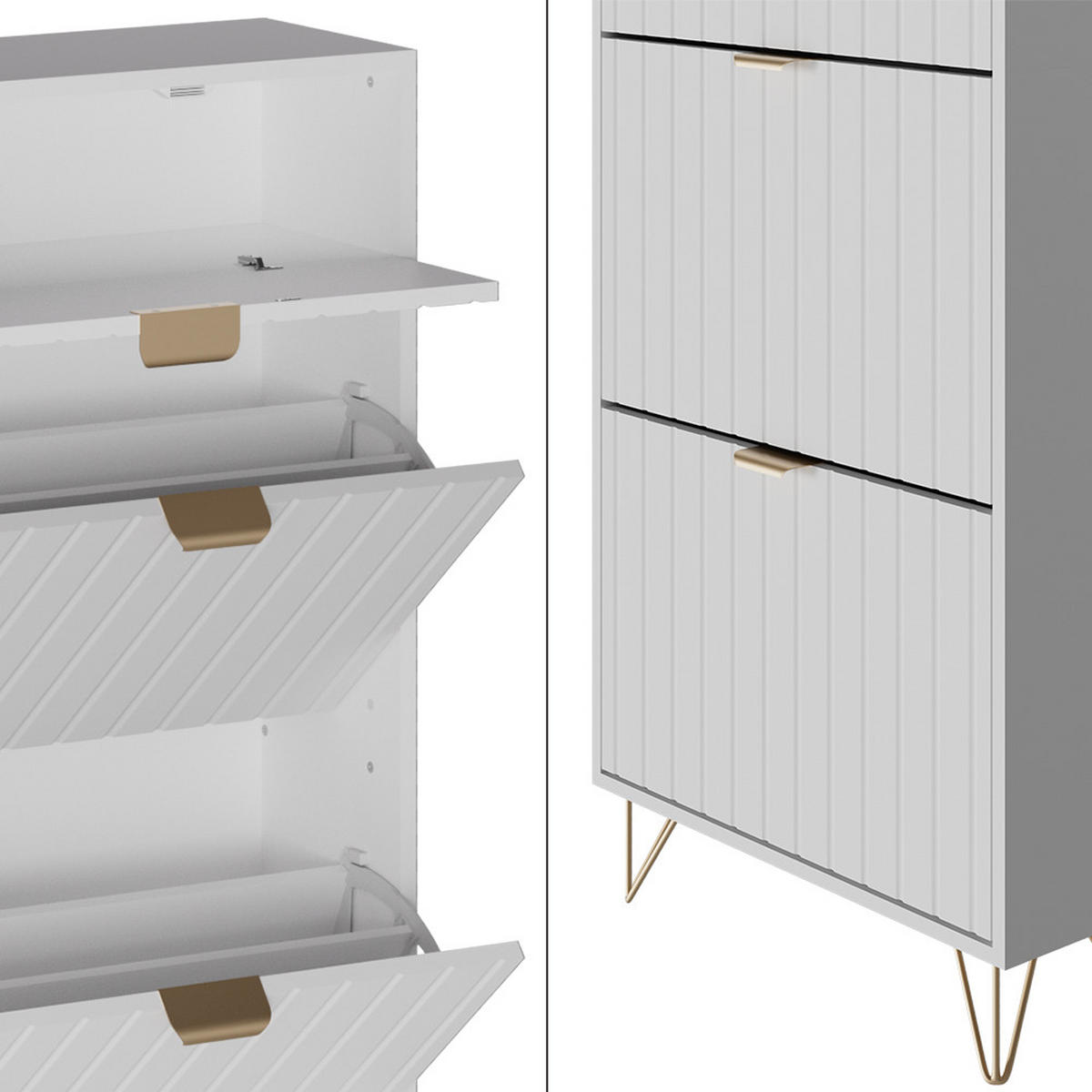 SCHUHSCHRANK Helge Weiß 60 x 145 cm 3 Fächer - Weiß, Holzwerkstoff (60/145/23.5cm) - Vicco