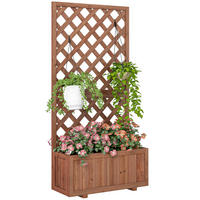 HOCHBEET DE-12105 mit Rankgitter 72,5/31,5/149,5 cm mit Bewässerung Natur - Orange, Holz (72.5/149.5/31.5cm) - ComfortXL